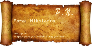 Paray Nikoletta névjegykártya